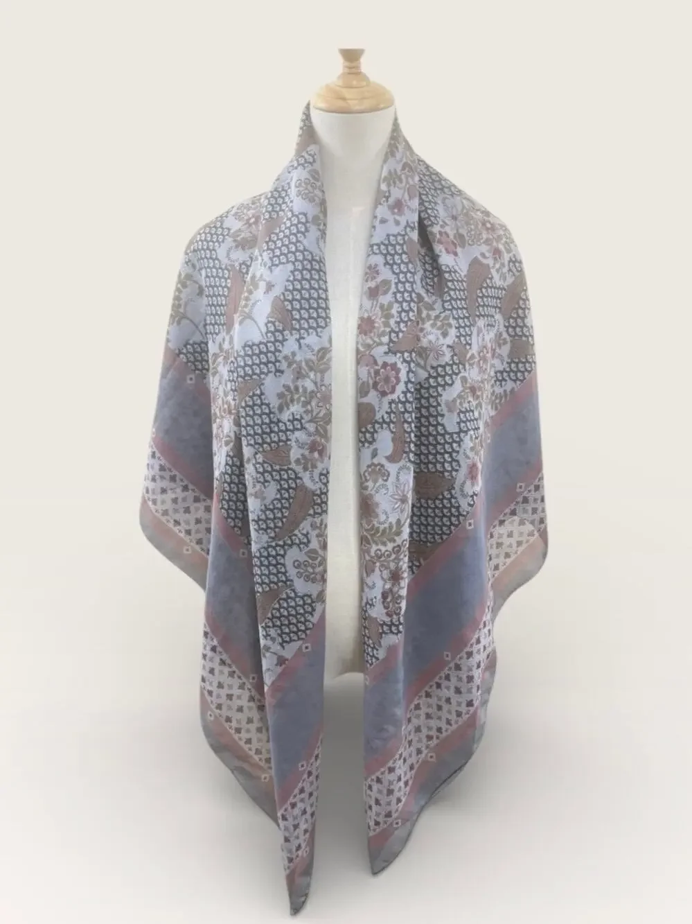 Large Square Floral Print Scarf/Shawl, 55” Square